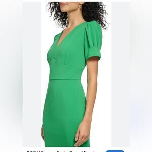 DKNY Womens Sheath Scuba Crepe  Green Dress Size 14